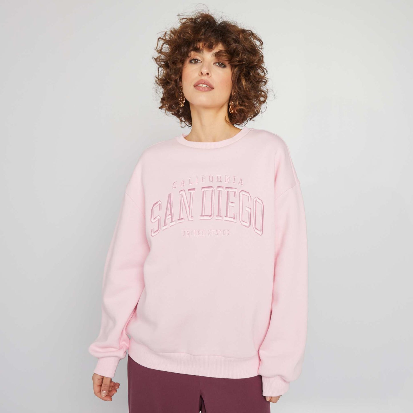 Varsity-style sweatshirt fabric sweater PINK