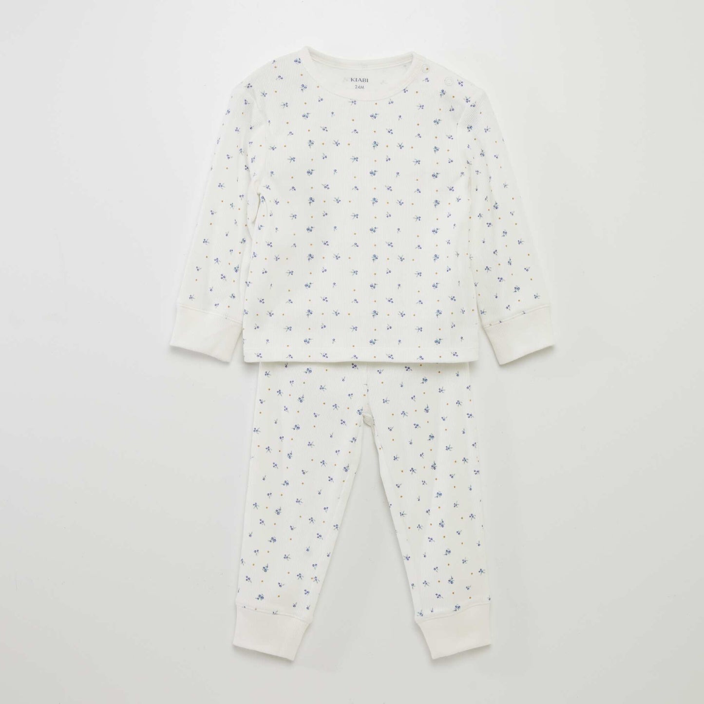 Ribbed and printed pyjama set - 2 pieces WHITE