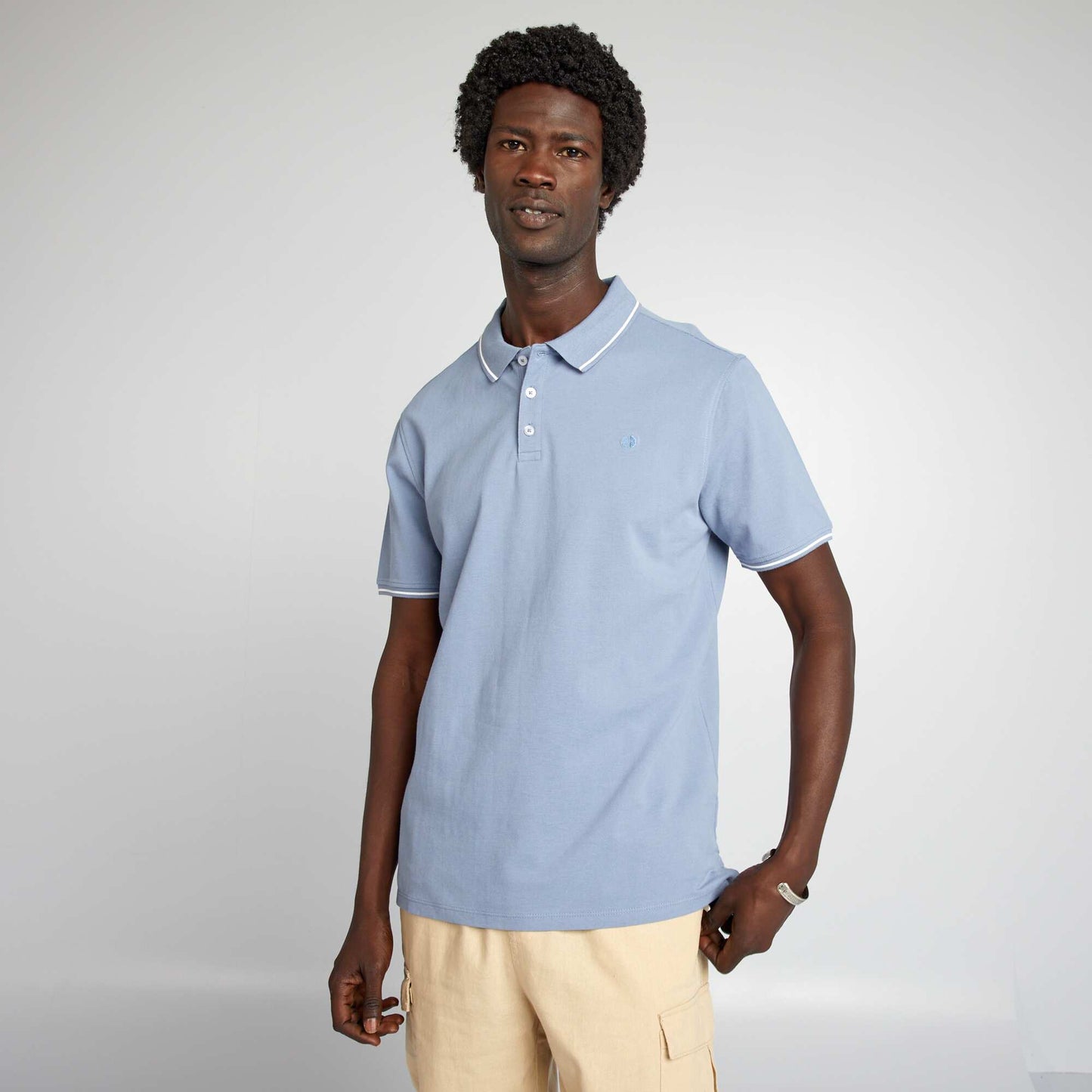 Cotton piqué polo shirt with embroidery on the chest BLUE