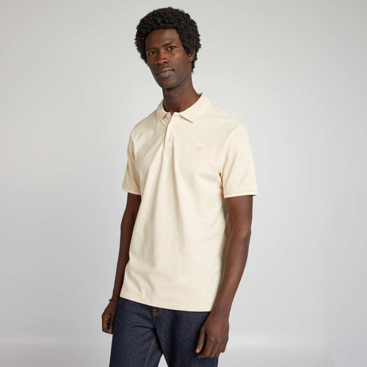 Cotton piqué polo shirt with embroidery on the chest BEIGE