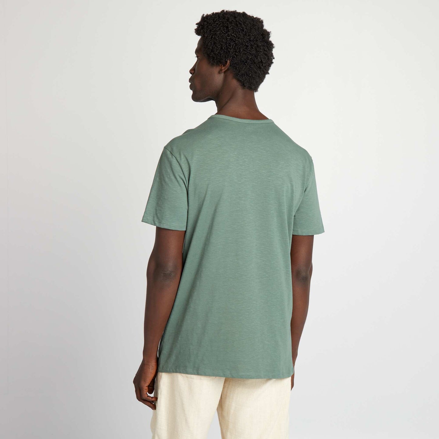 Henley collar jersey T-shirt GREEN