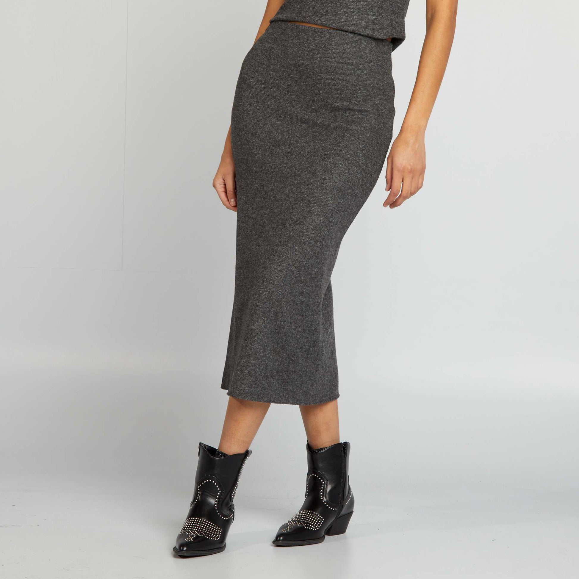 Knitted midi skirt GREY