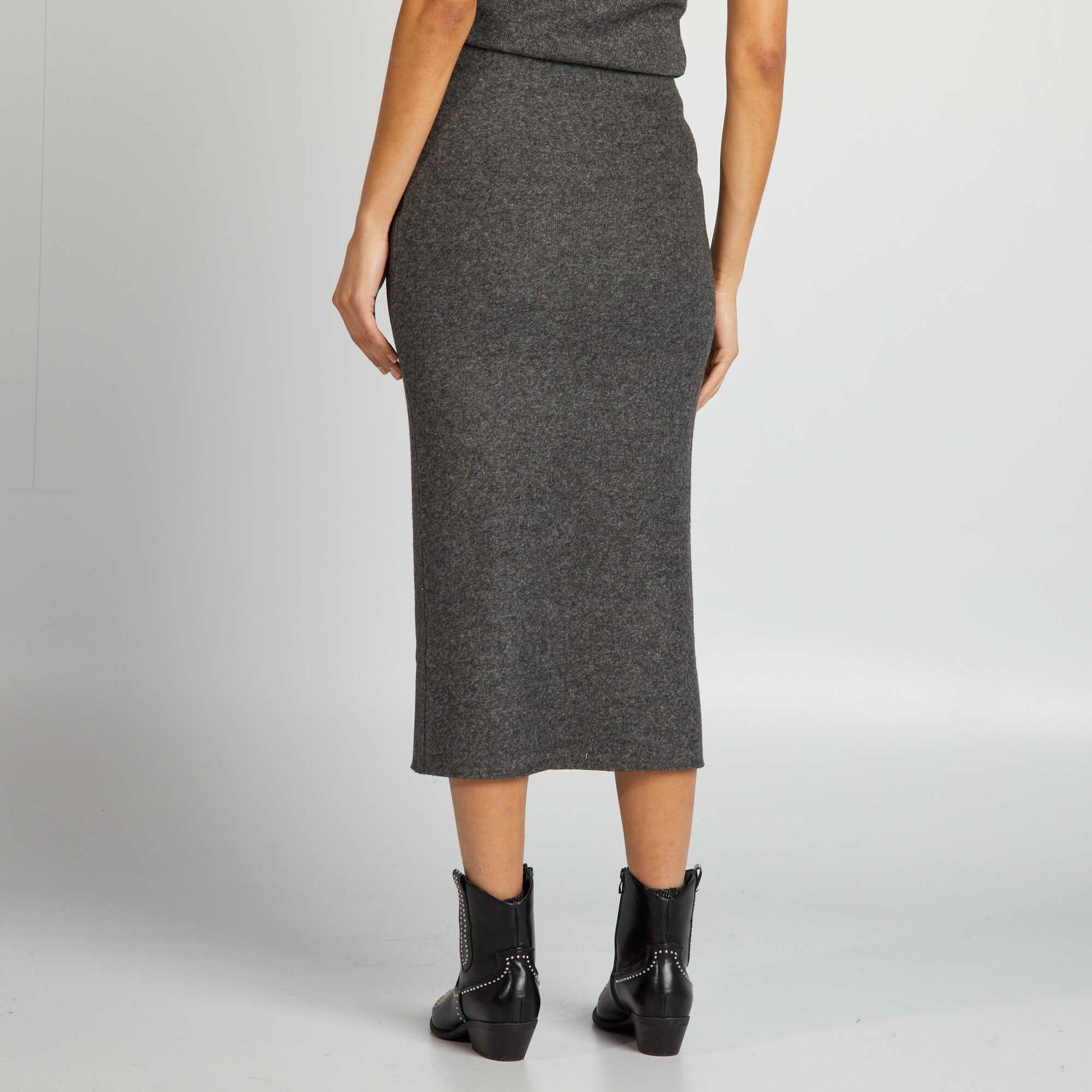 Knitted midi skirt GREY