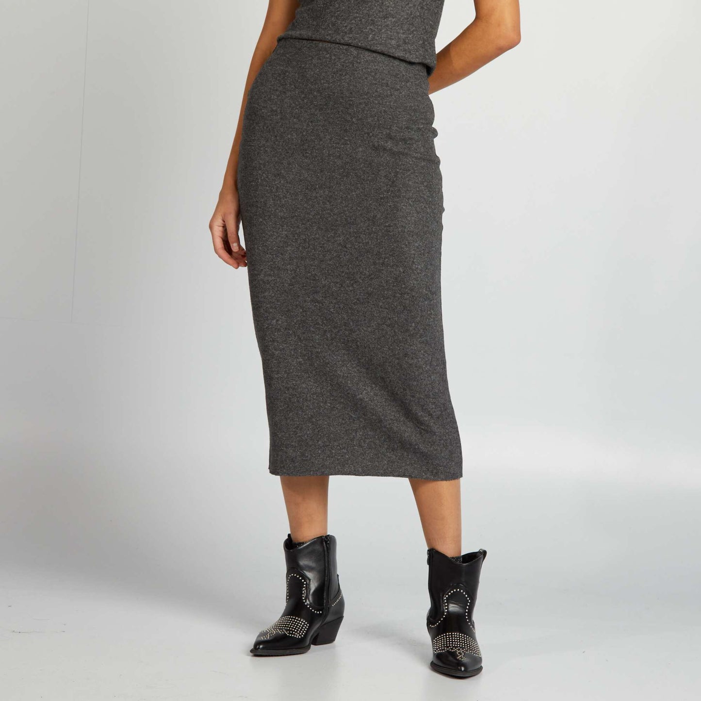 Knitted midi skirt GREY