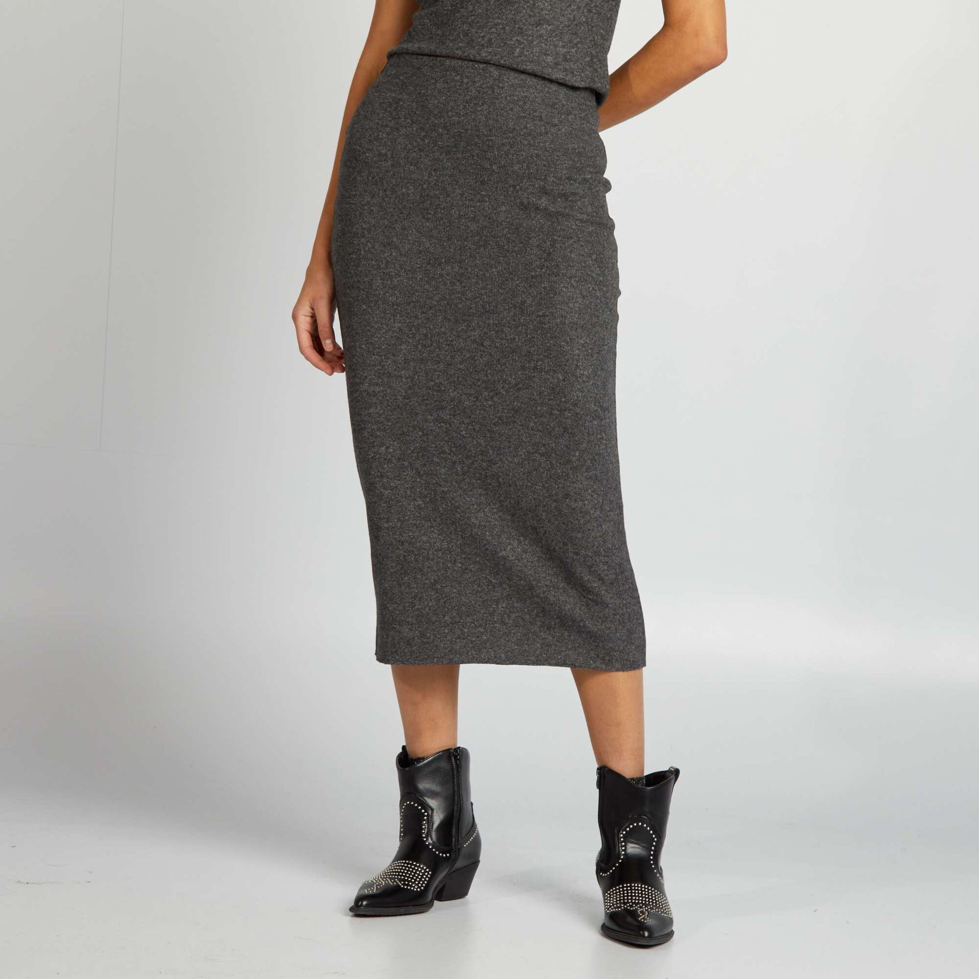 Knitted midi skirt GREY
