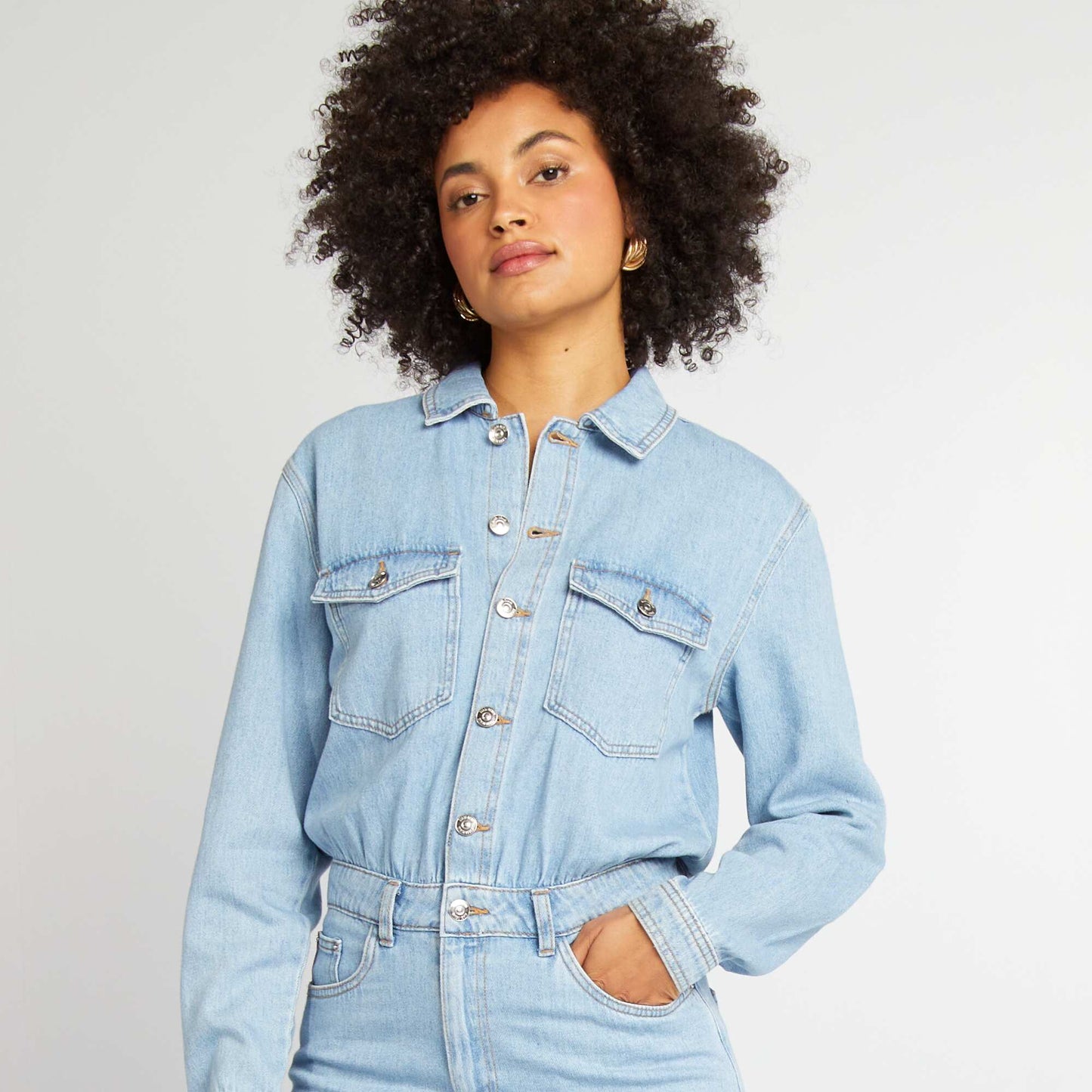 Relaxed denim jumpsuit BLUE