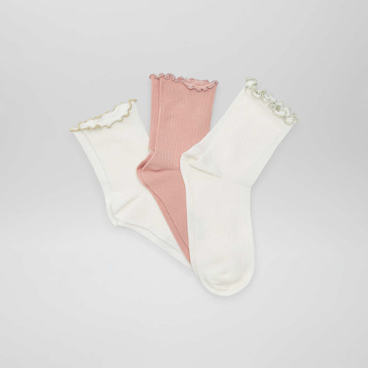 Pack of 3 pairs of scalloped socks PINK