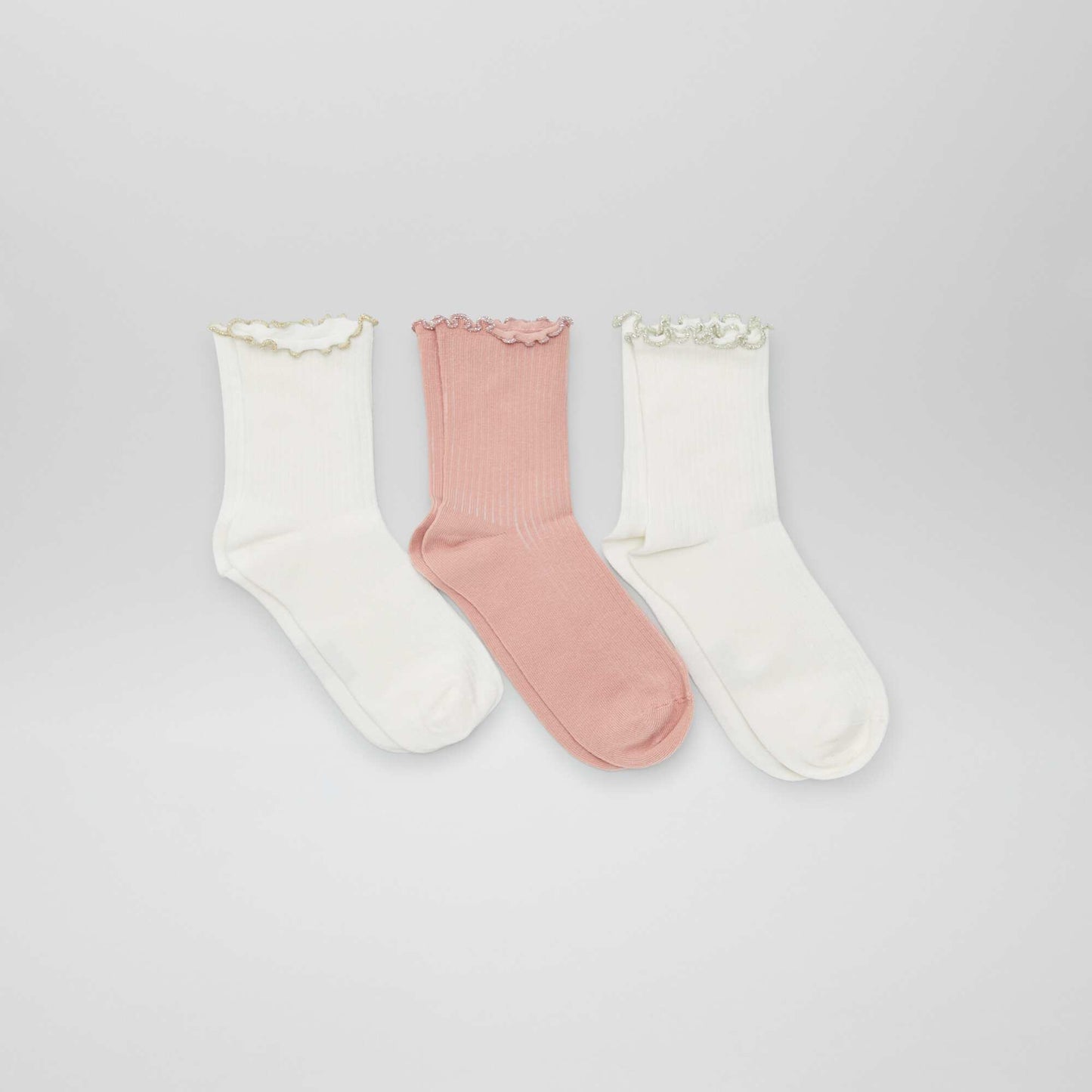 Pack of 3 pairs of scalloped socks PINK