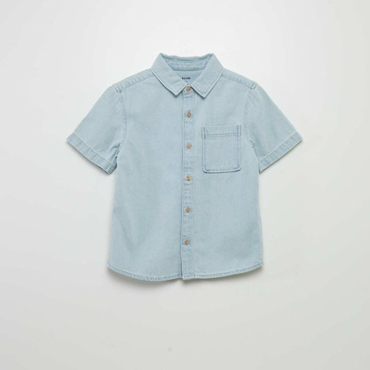 Short-sleeved denim shirt BLUE