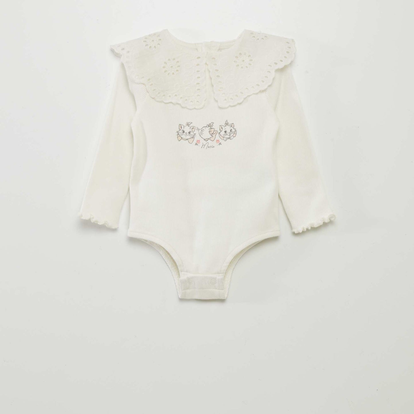 Ribbed 'Disney' body with Peter Pan collar WHITE