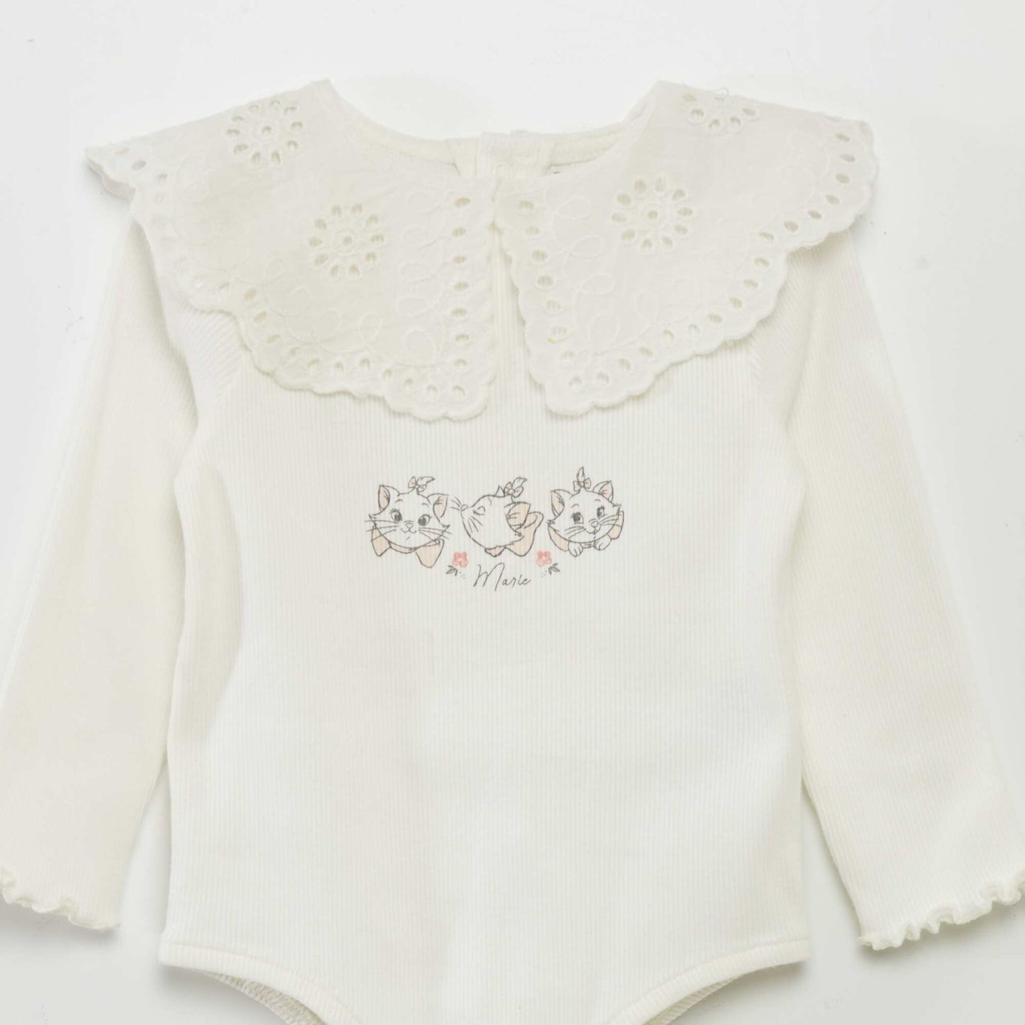 Ribbed 'Disney' body with Peter Pan collar WHITE