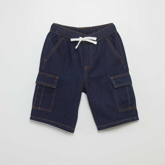 Denim Bermuda shorts with flap pockets BLUE