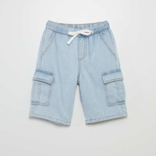 Denim Bermuda shorts with flap pockets BLUE