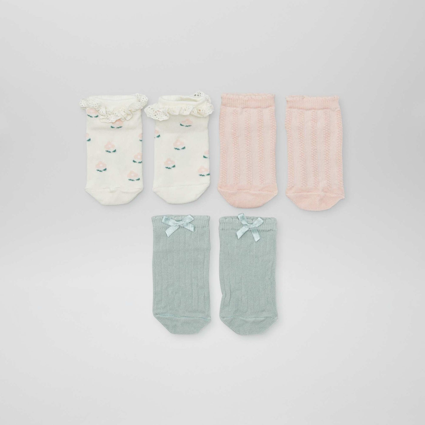 Pack of 3 pairs of cute socks PINK