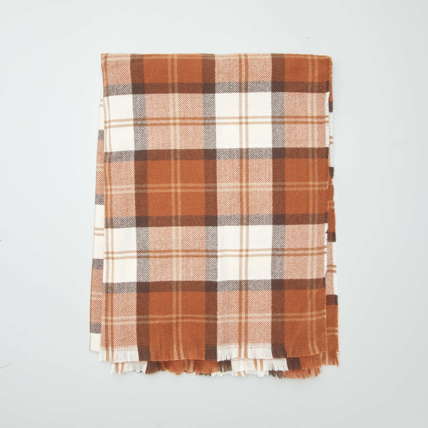 Checked knit scarf BEIGE