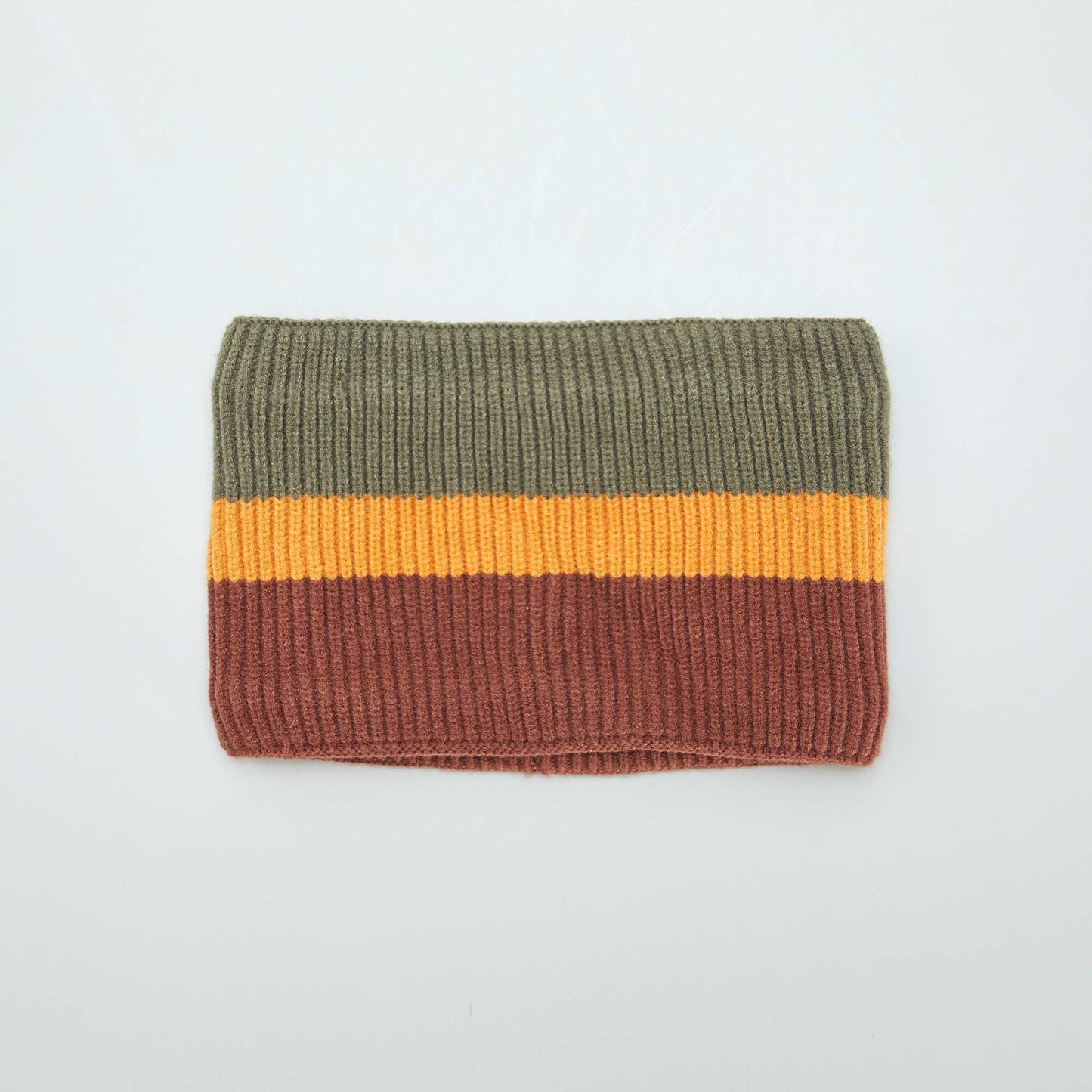 Three-tone hat and snood set KHAKI