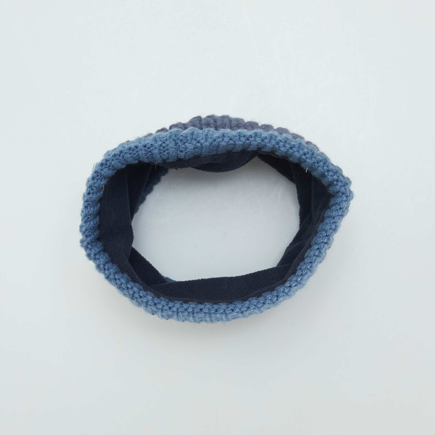 Bobble hat + lined snood set BLUE