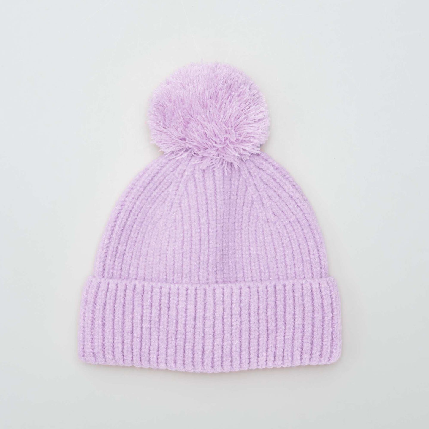 Ribbed bobble hat PURPLE