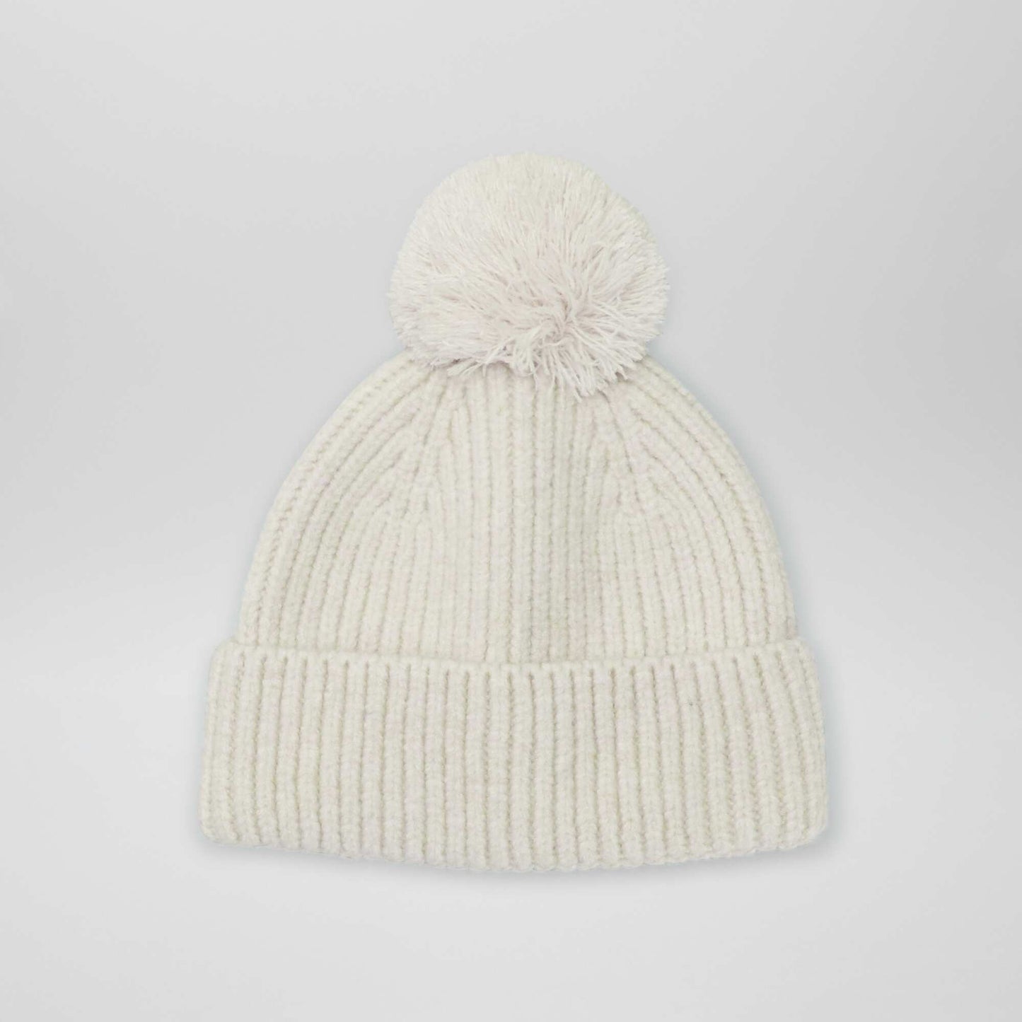 Ribbed bobble hat WHITE