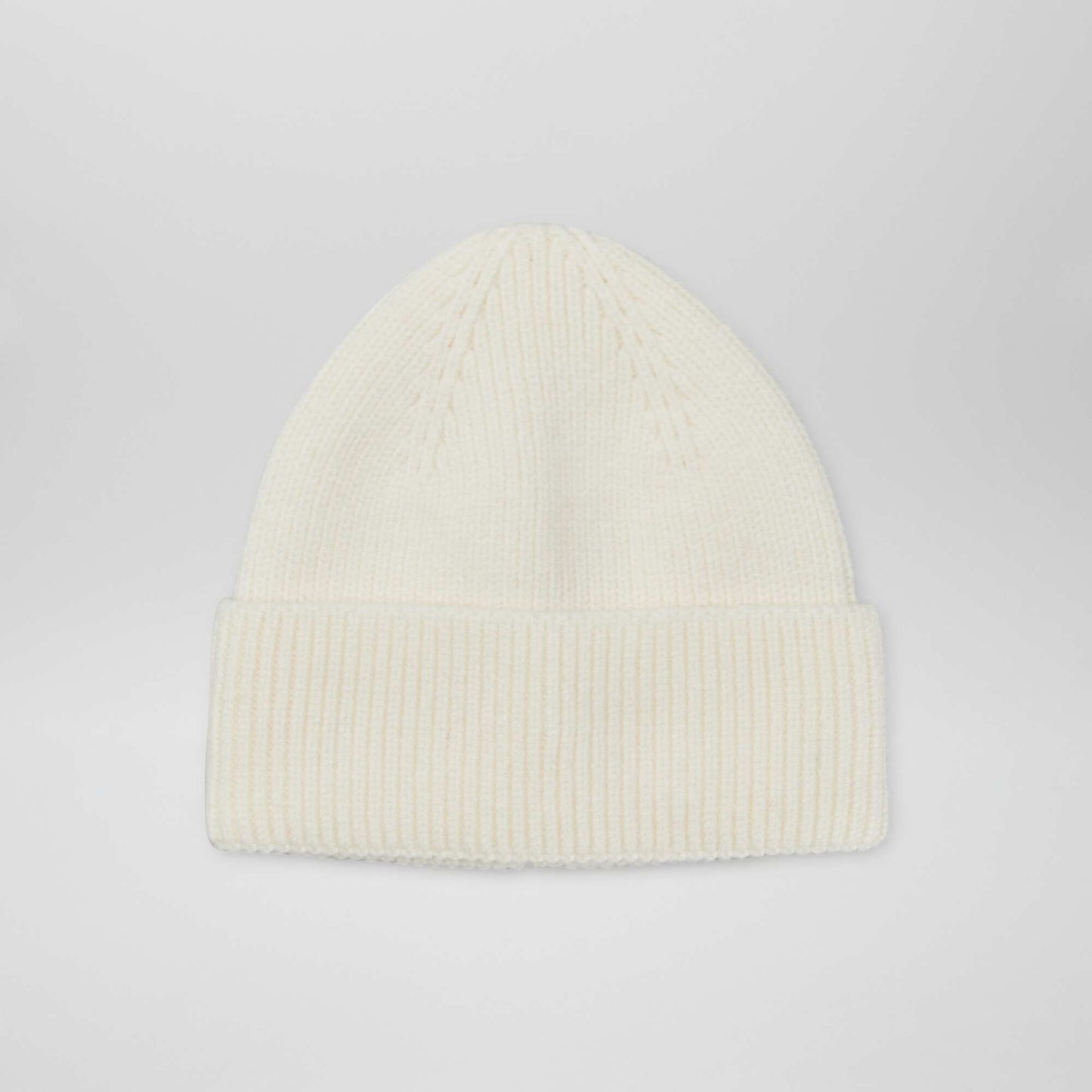 Knit hat with cuff WHITE