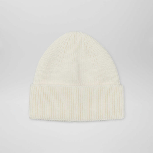 Knit hat with cuff WHITE