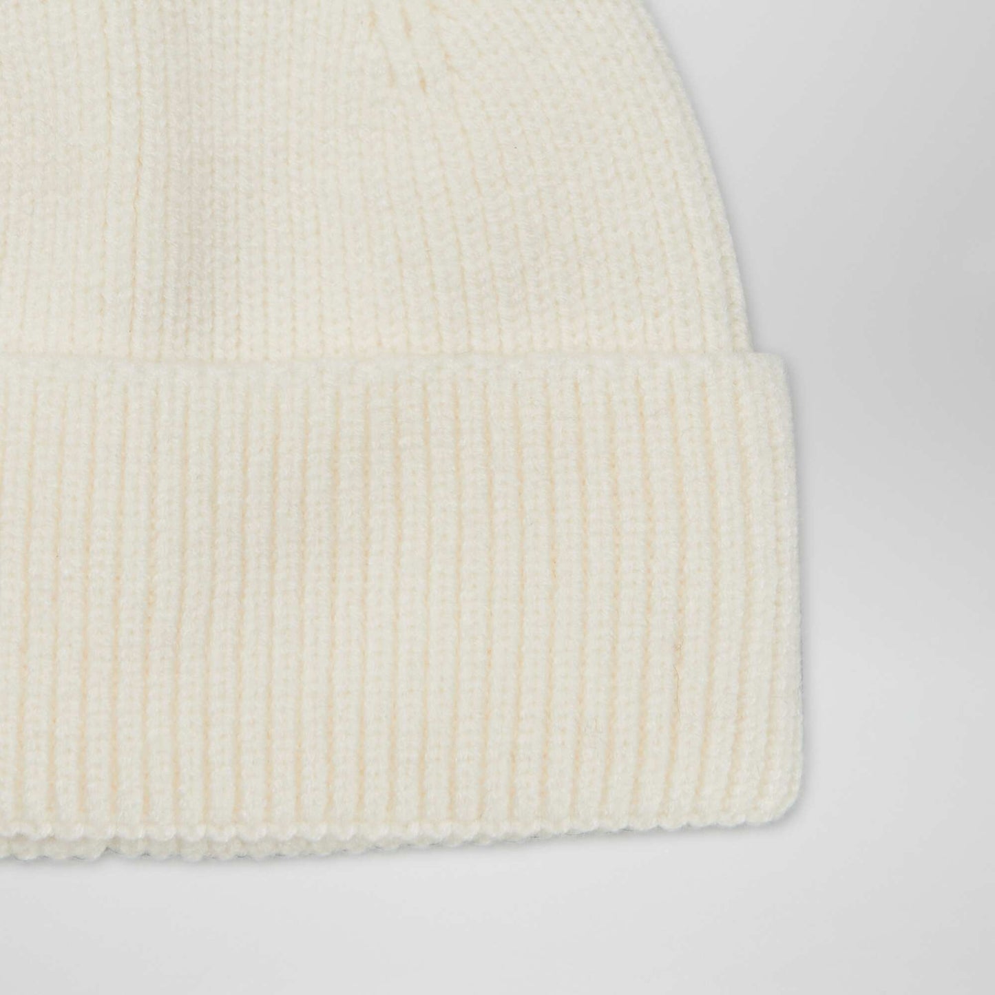 Knit hat with cuff WHITE