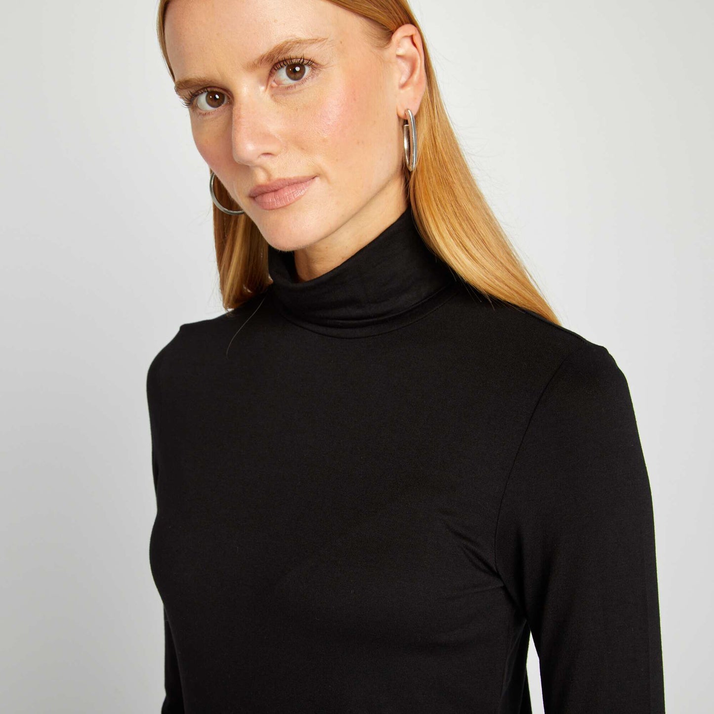 Jersey turtleneck T-shirt black