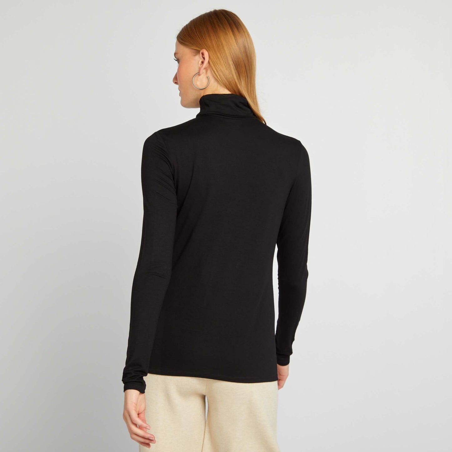 Jersey turtleneck T-shirt black