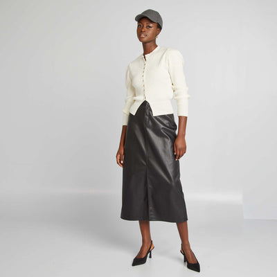 تنورة ميدي بشق صناعي أسود