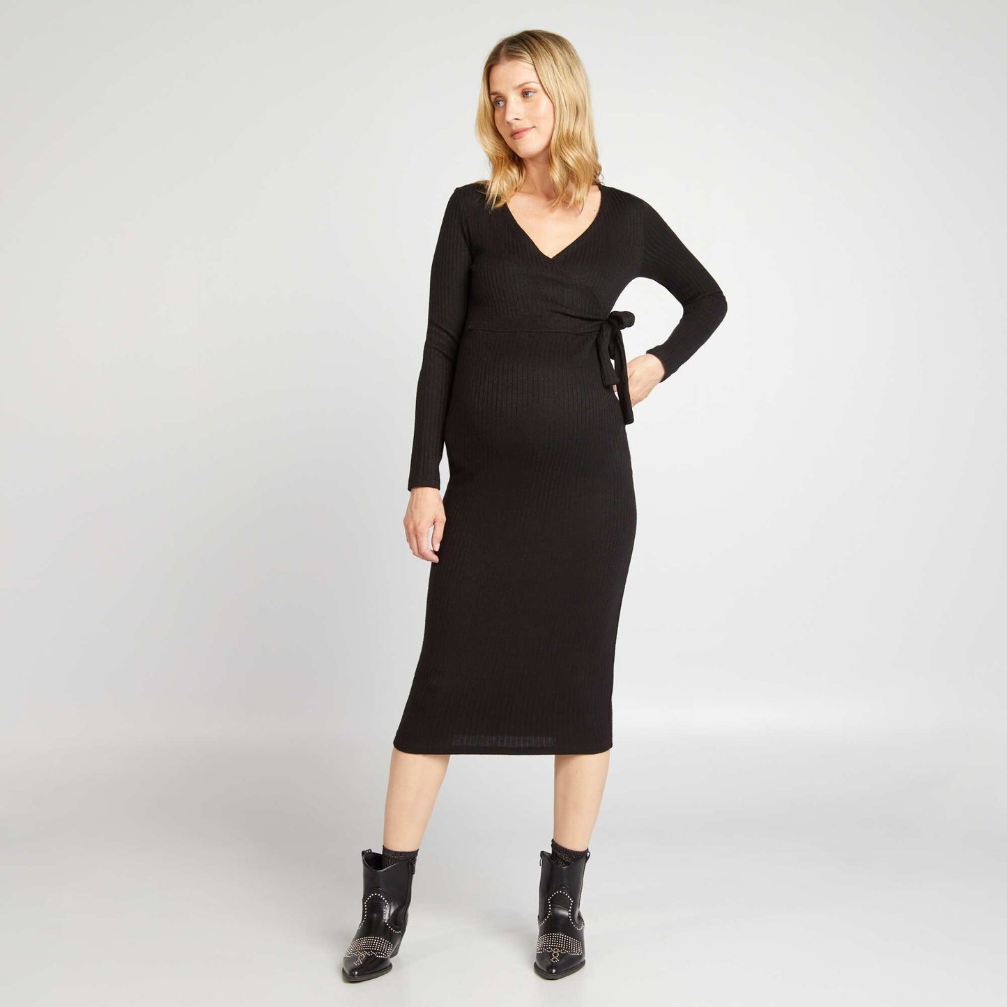 Ribbed knit maternity jumper dress black