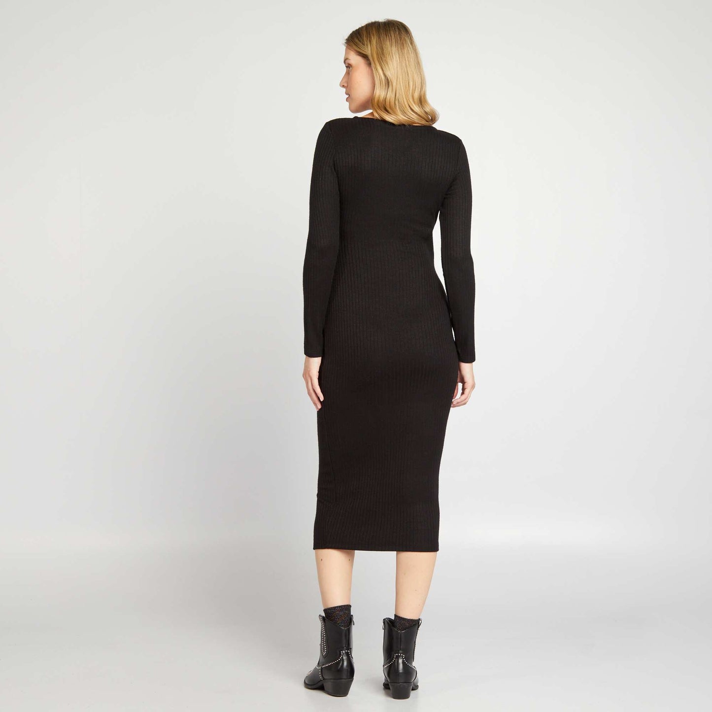 Ribbed knit maternity jumper dress black