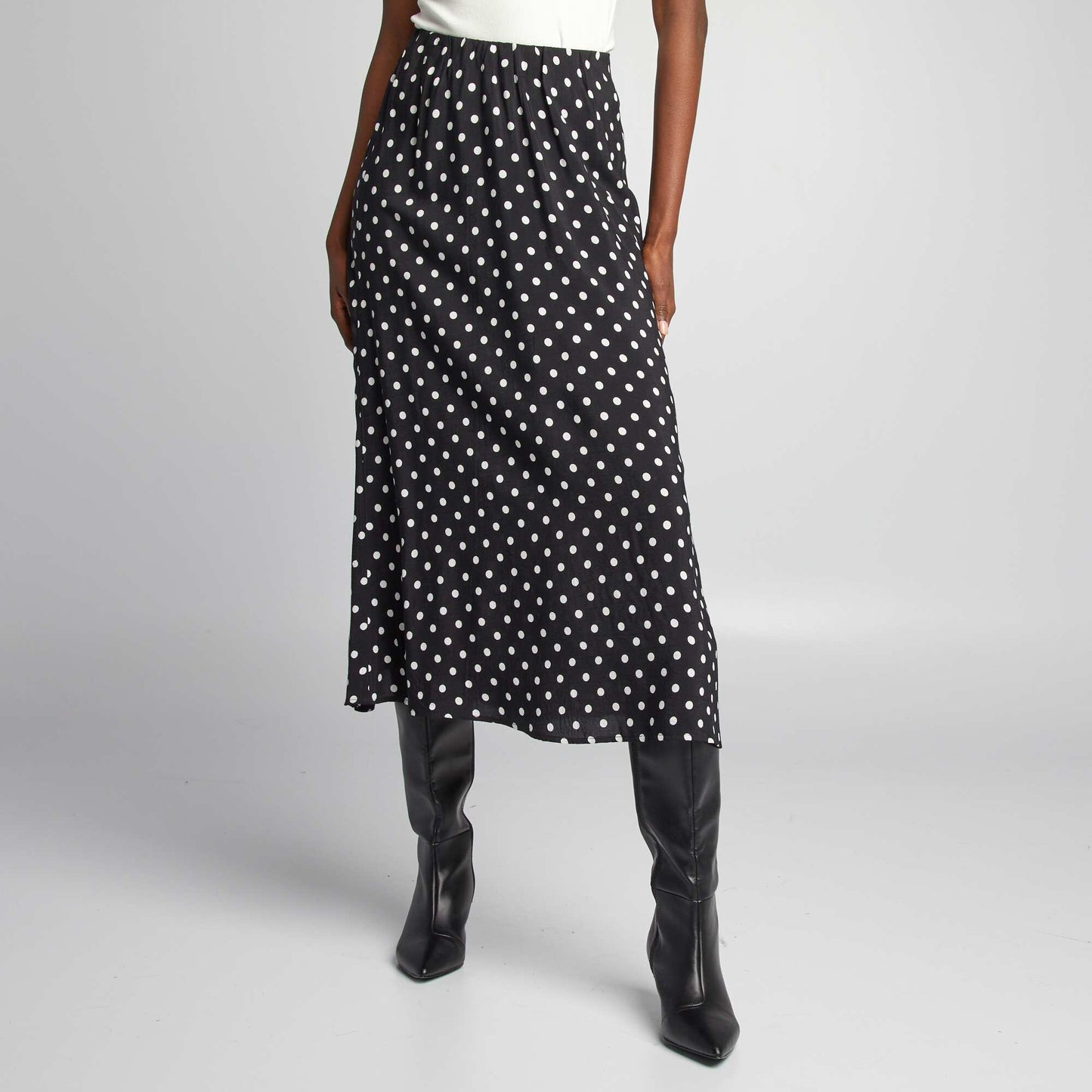 Flowing patterned skirt BLACK