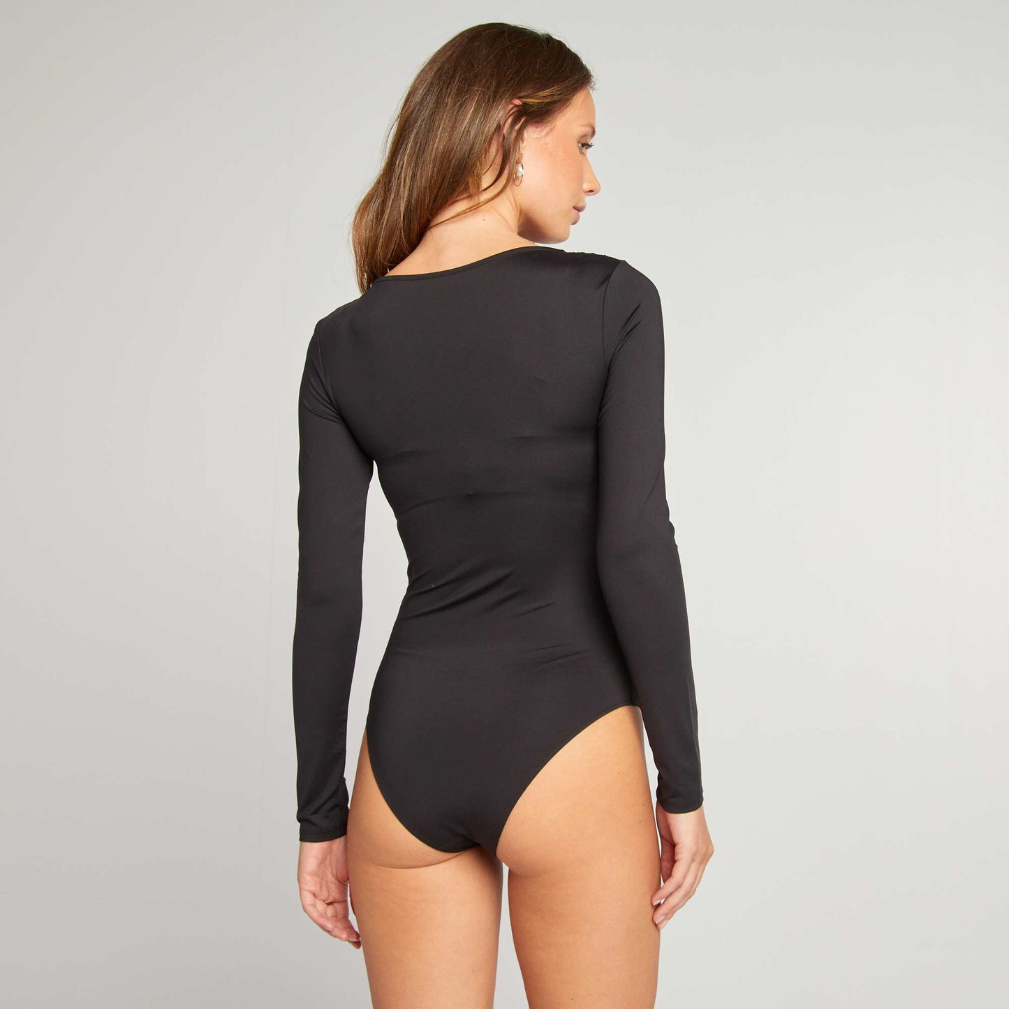 Plain long-sleeved bodysuit black