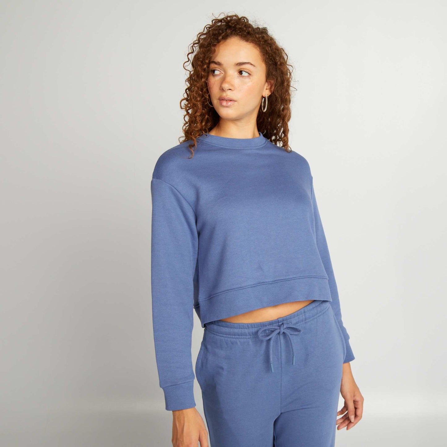 Cropped round-neck T-shirt BLUE