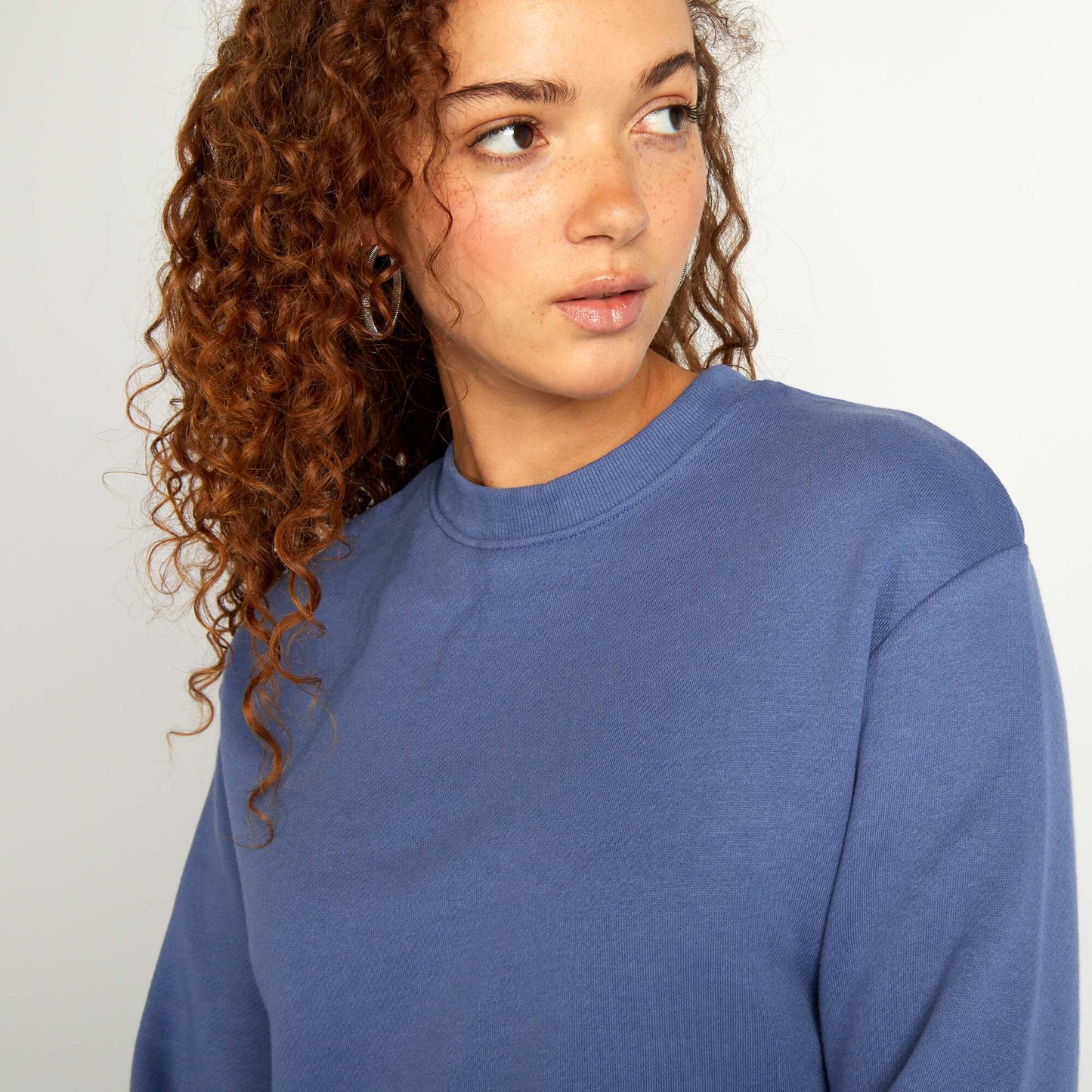 Cropped round-neck T-shirt BLUE