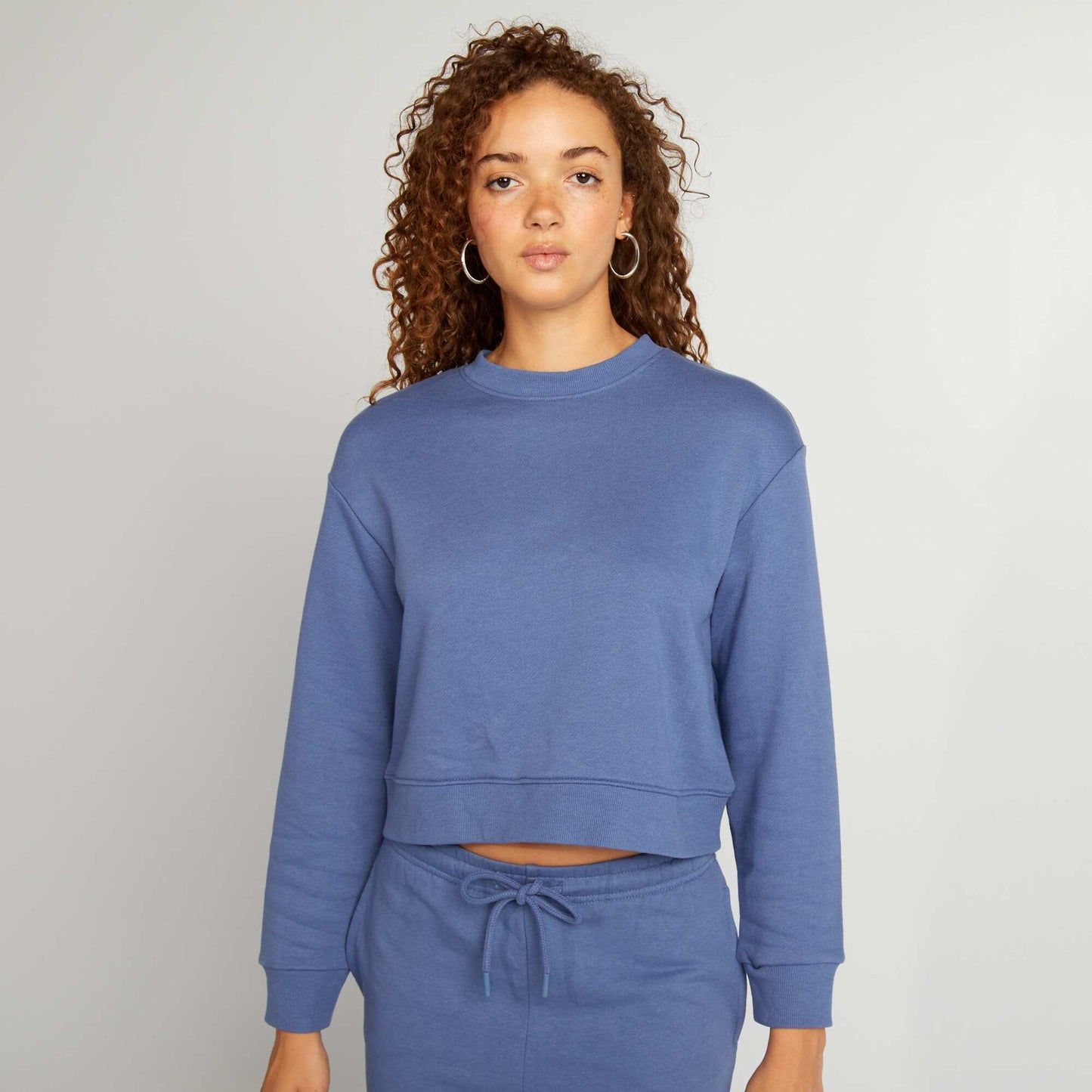 Cropped round-neck T-shirt BLUE