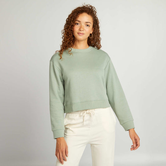 Cropped round-neck T-shirt GREEN