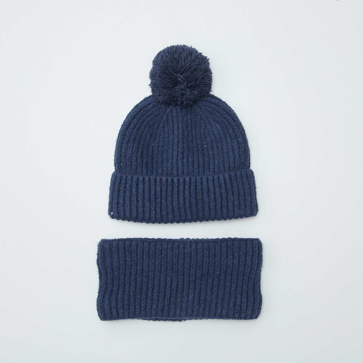 Double fleece hat and snood set blue