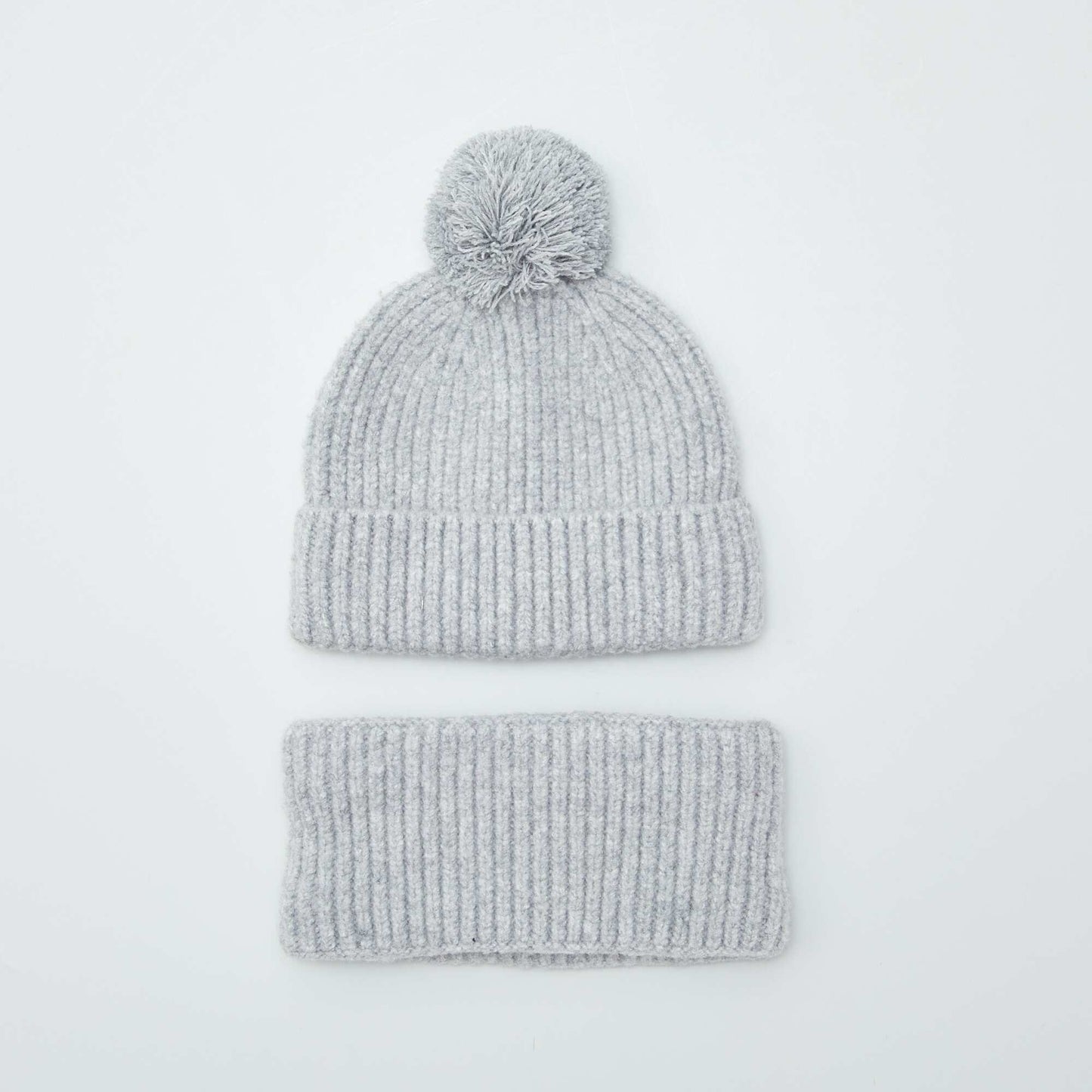 Double fleece hat and snood set GREY