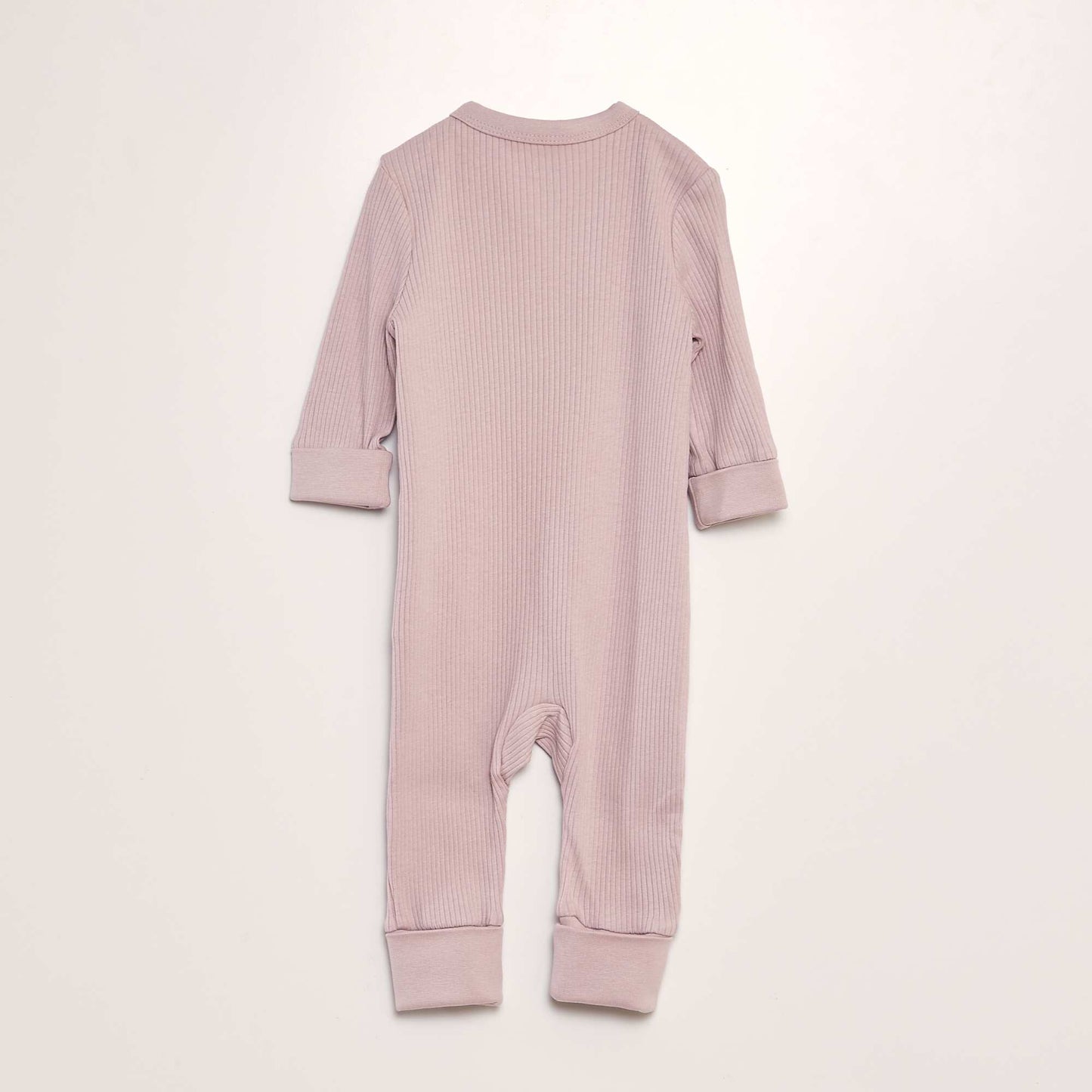 Ribbed long-sleeved sleepsuit PINK