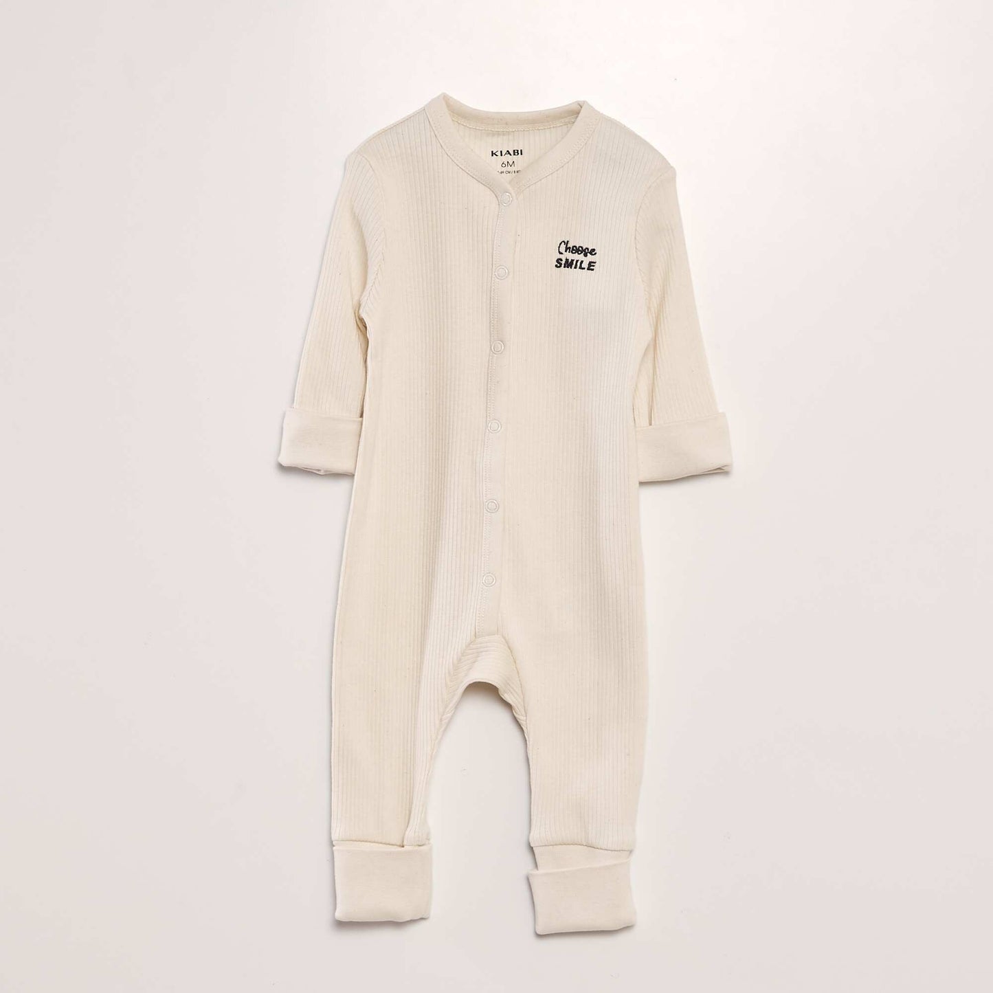 Ribbed sleepsuit with long sleeves WHITE