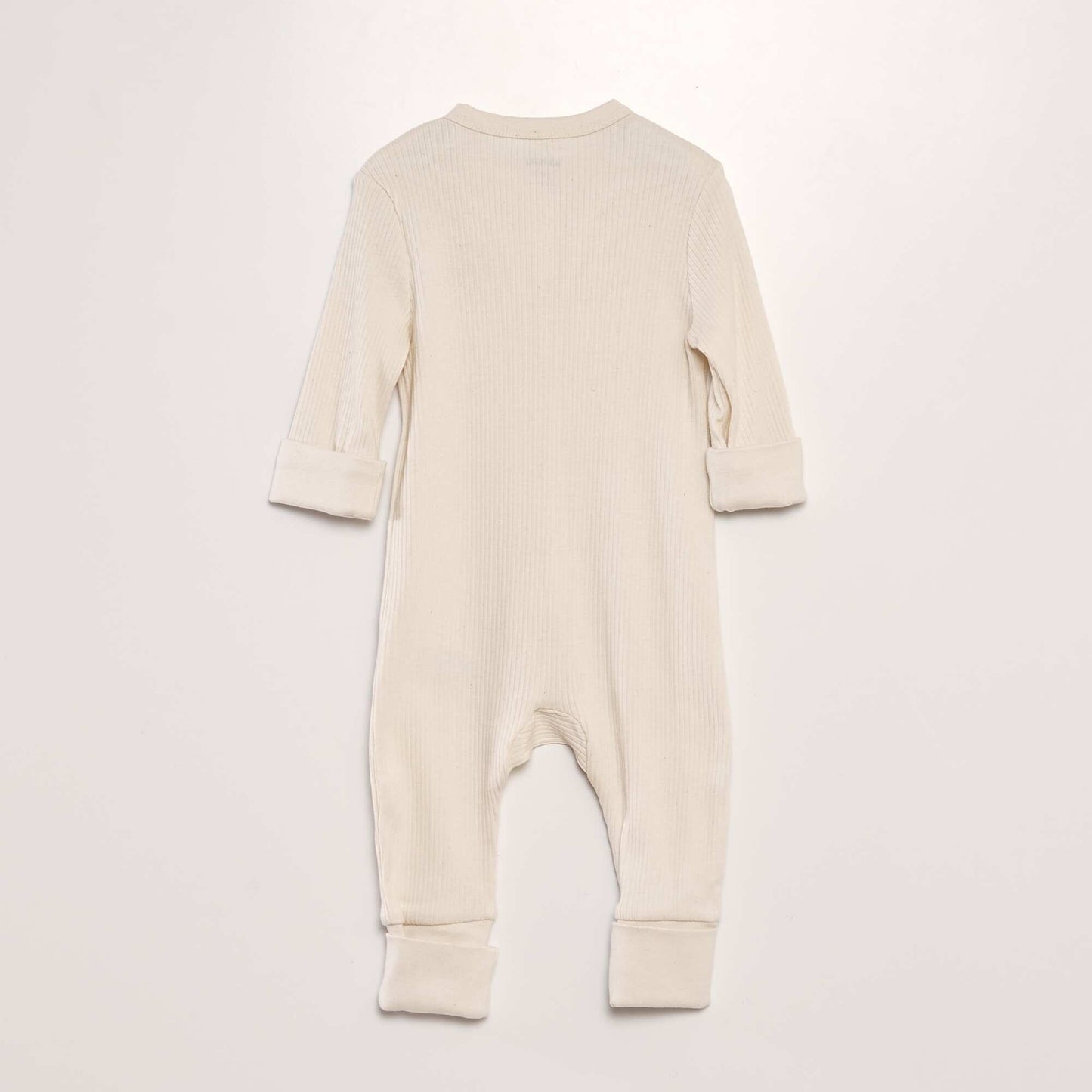 Ribbed sleepsuit with long sleeves WHITE