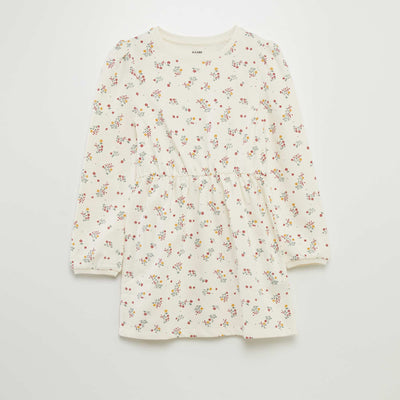 Printed French terry dress BEIGE