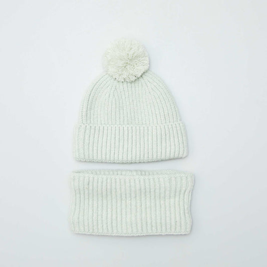 Double fleece hat + snood set BLUE