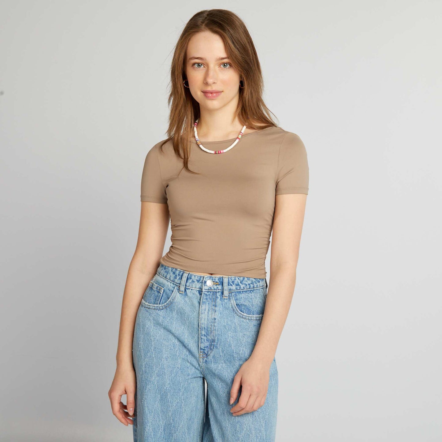 Dark backless T-shirt BEIGE