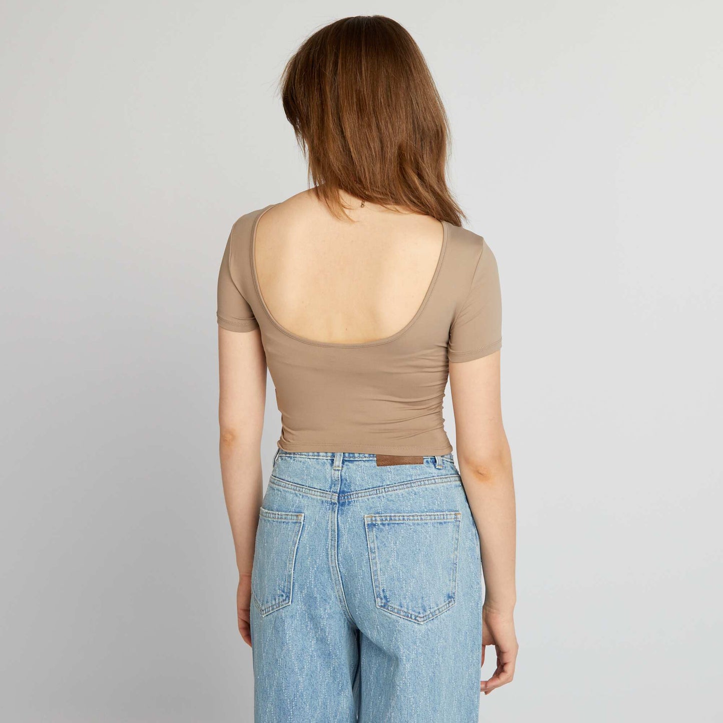 Dark backless T-shirt BEIGE