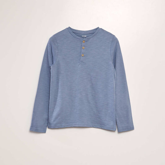 Henley collar T-shirt BLUE