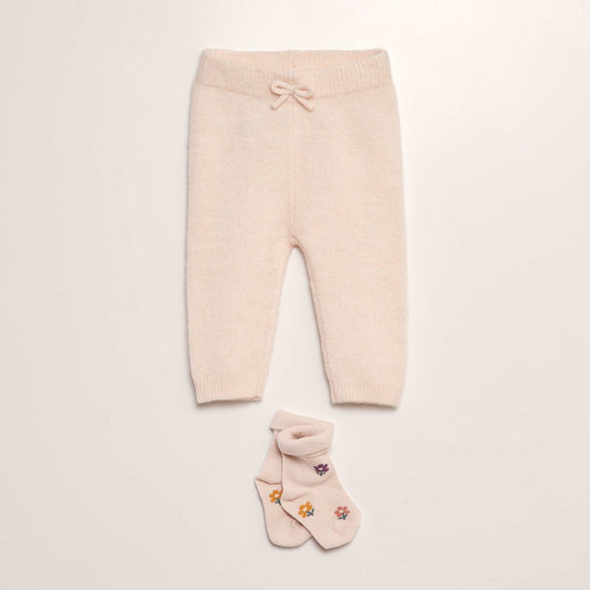 Knitted leggings + socks PINK