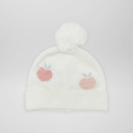 Knit bobble hat BEIGE