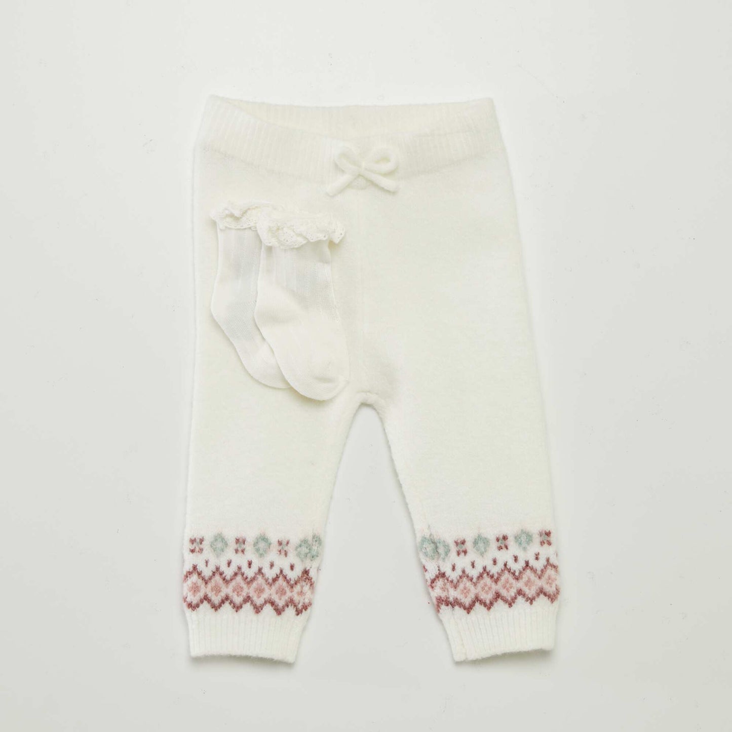 Jacquard leggings and socks WHITE